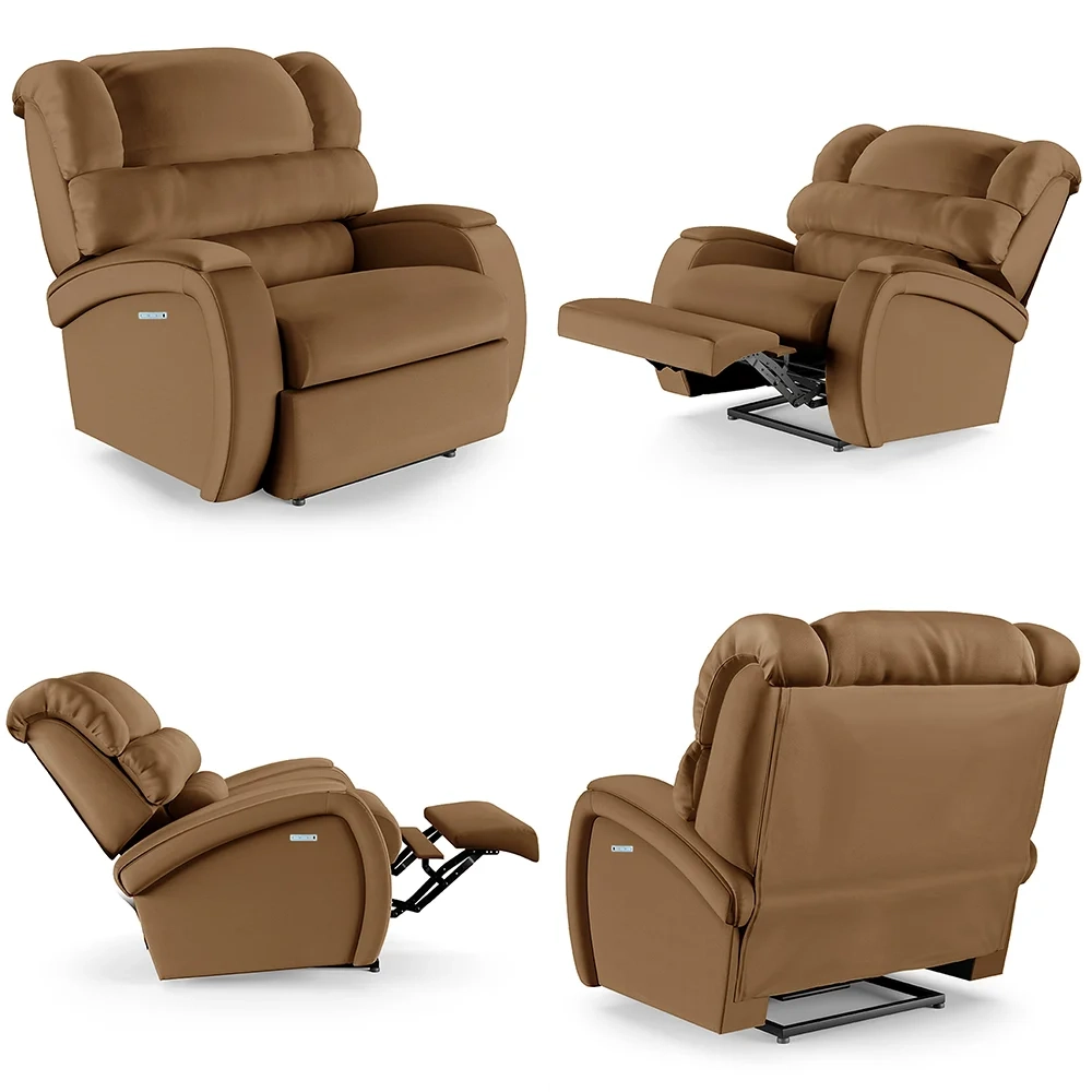 Poltrona do Papai Reclinável Kalie Elétrica Botão LED FH9 PU Caramelo - Mpozenato