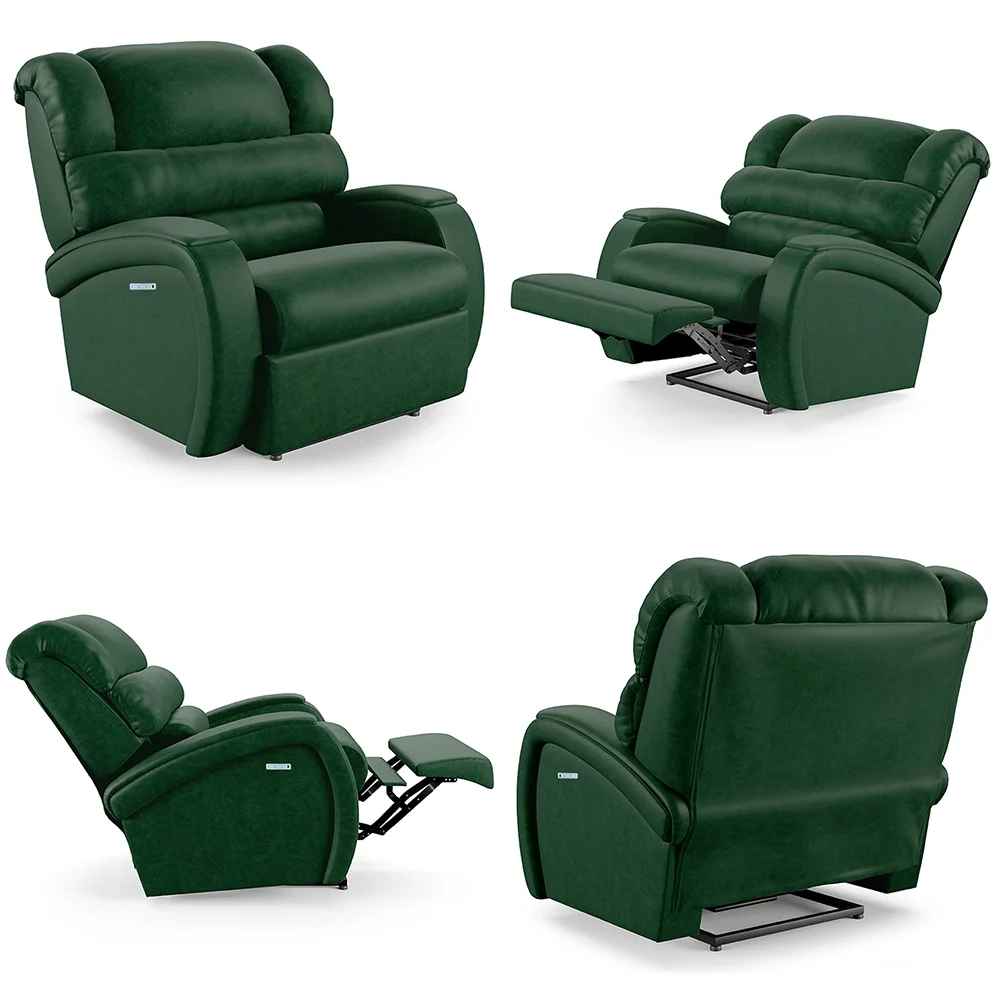 Poltrona do Papai Reclinável Kalie Elétrica Botão LED FH9 PU Verde Musgo - Mpozenato
