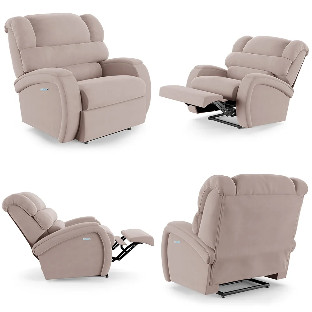 Poltrona do Papai Reclinável Kalie Elétrica Botão LED FH9 Veludo Rosê - Mpozenato