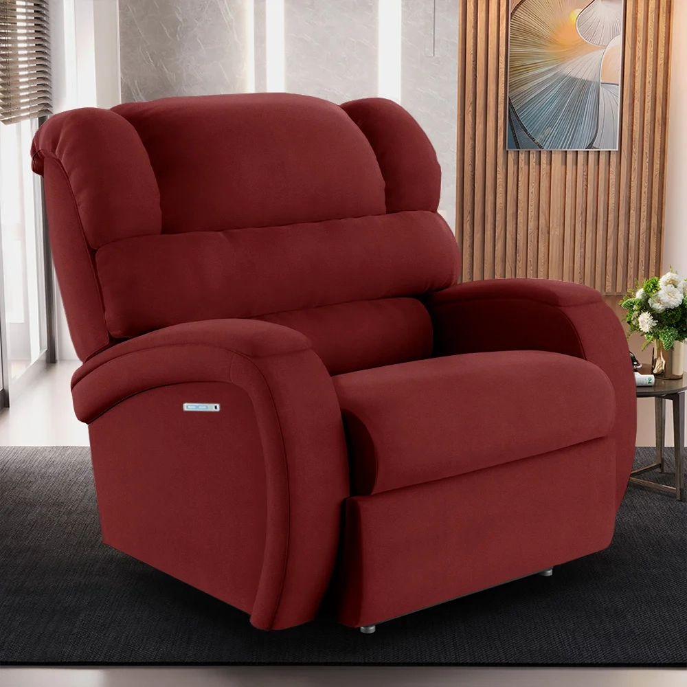 Poltrona do Papai Reclinável Kalie Elétrica Botão LED FH9 Veludo Vermelho - Mpozenato