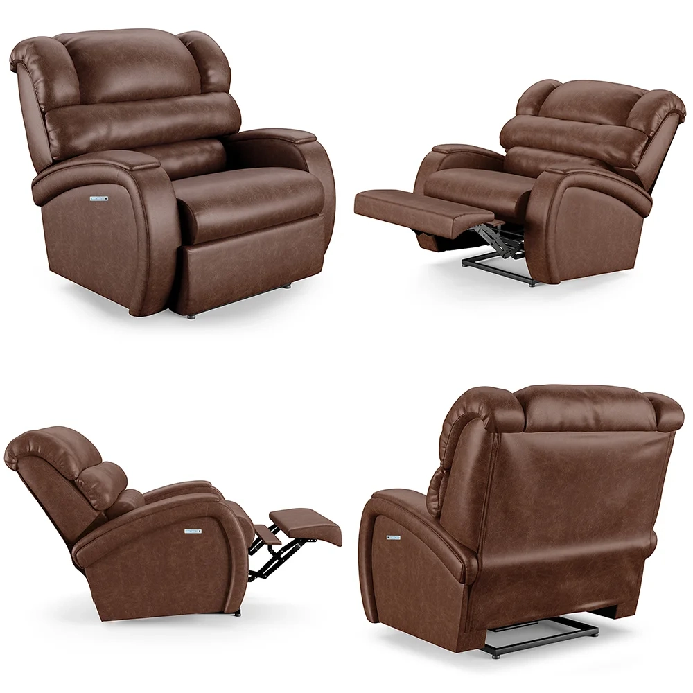 Poltrona do Papai Reclinável Kalie Elétrica Botão LED FH9 PU Marrom Brilho - Mpozenato