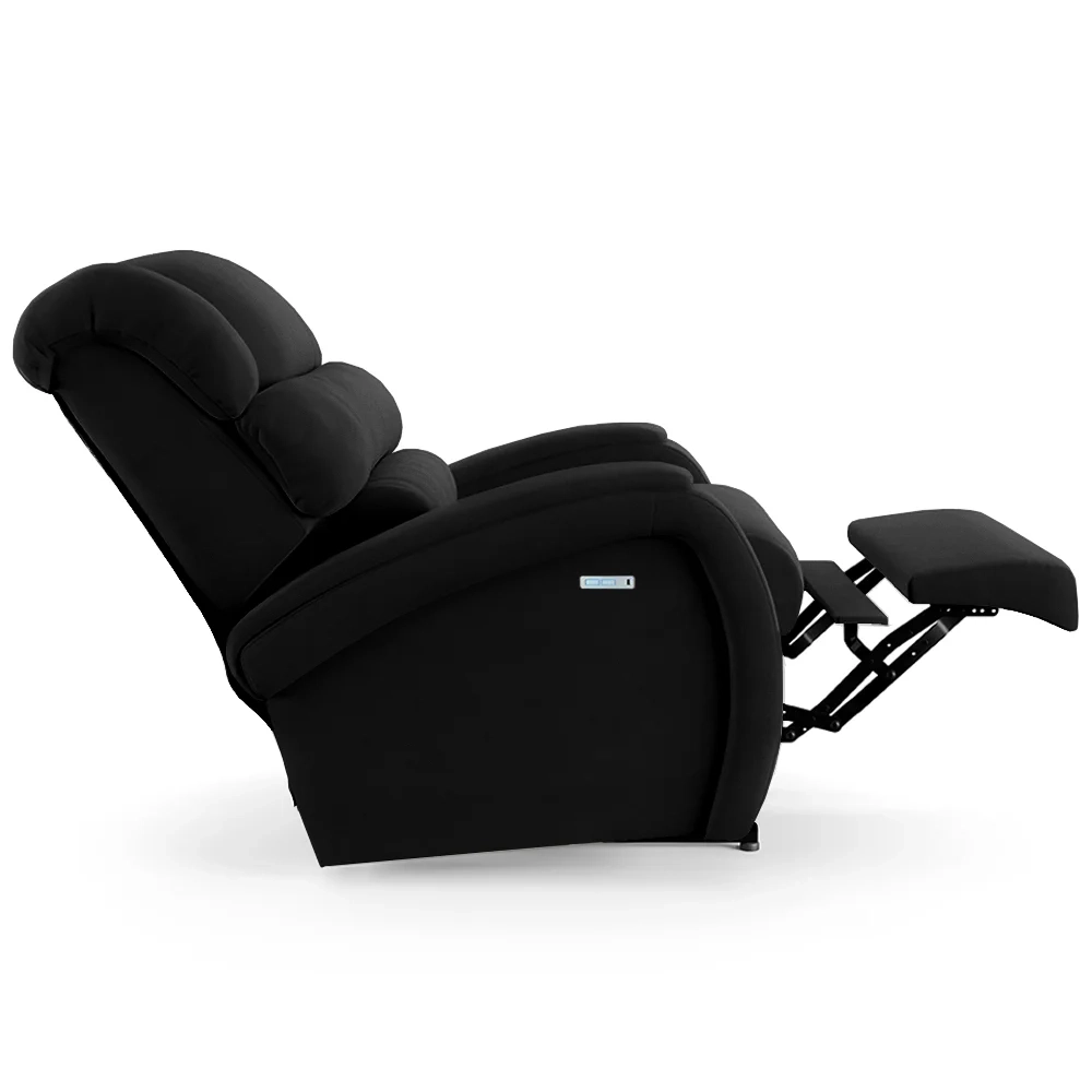 Poltrona do Papai Reclinável Kalie Elétrica Botão LED Massagem FH9 Veludo Preto - Mpozenato