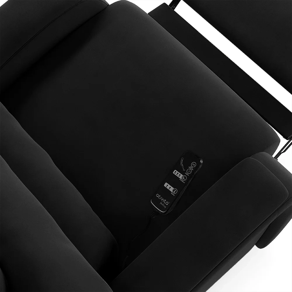 Poltrona do Papai Reclinável Kalie Elétrica Botão LED Massagem FH9 Veludo Preto - Mpozenato