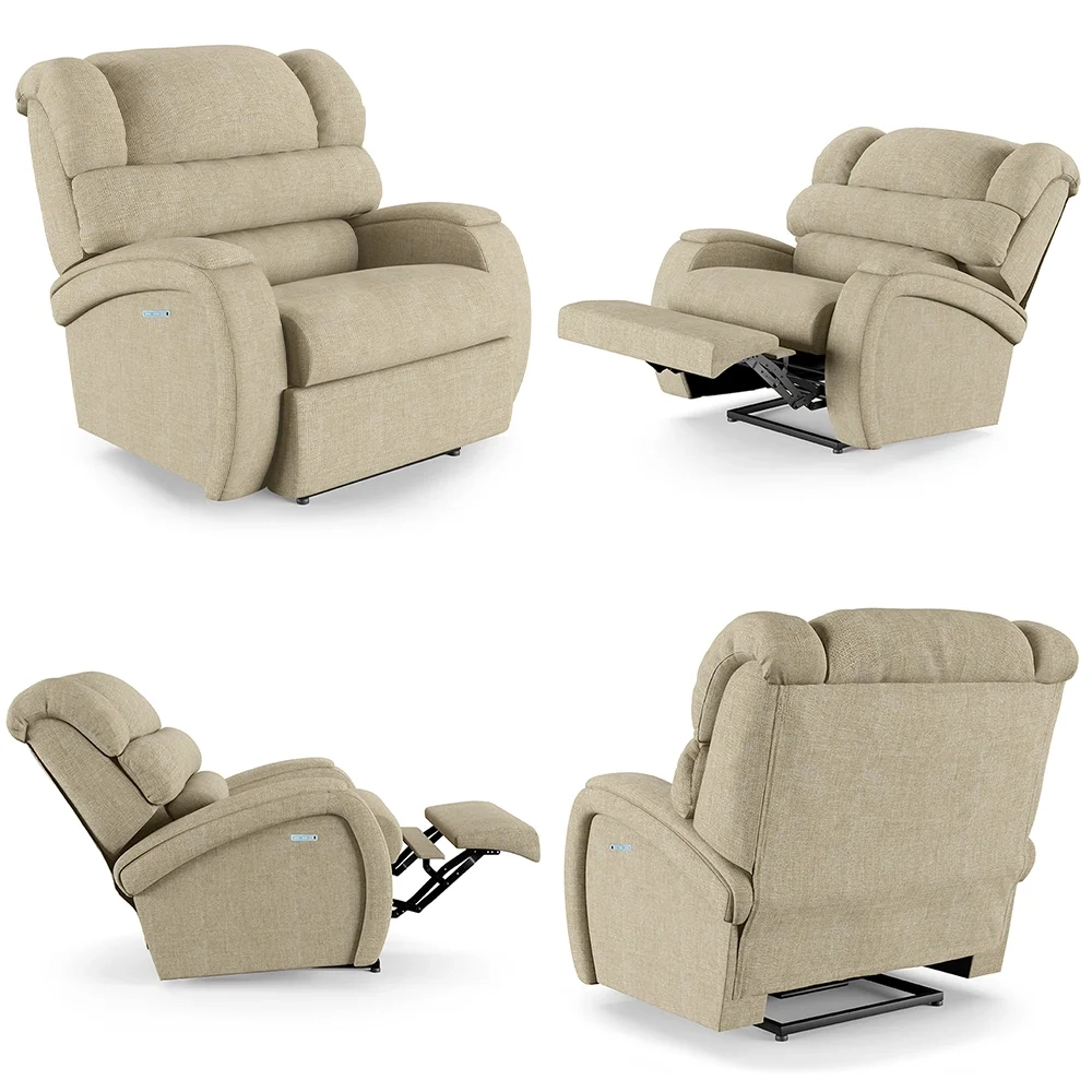 Poltrona do Papai Reclinável Kalie Elétrica Botão LED Massagem FH9 Linho Bege - Mpozenato