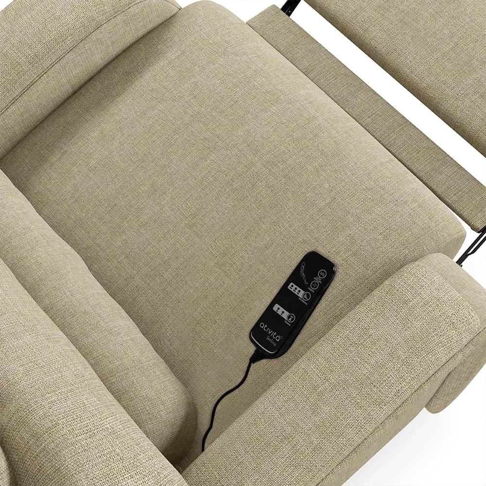 Poltrona do Papai Reclinável Kalie Elétrica Botão LED Massagem FH9 Linho Bege - Mpozenato