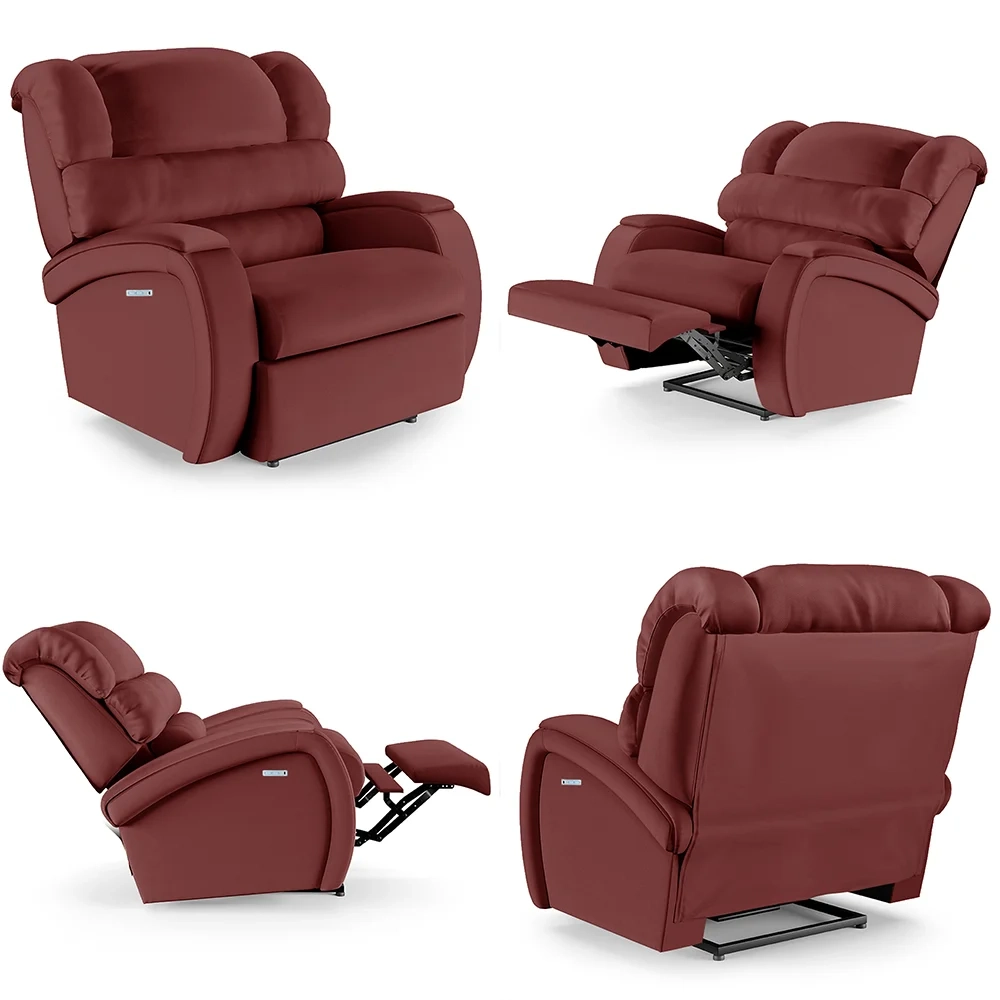 Poltrona do Papai Reclinável Kalie Elétrica Botão LED Massagem FH9 PU Vermelho - Mpozenato