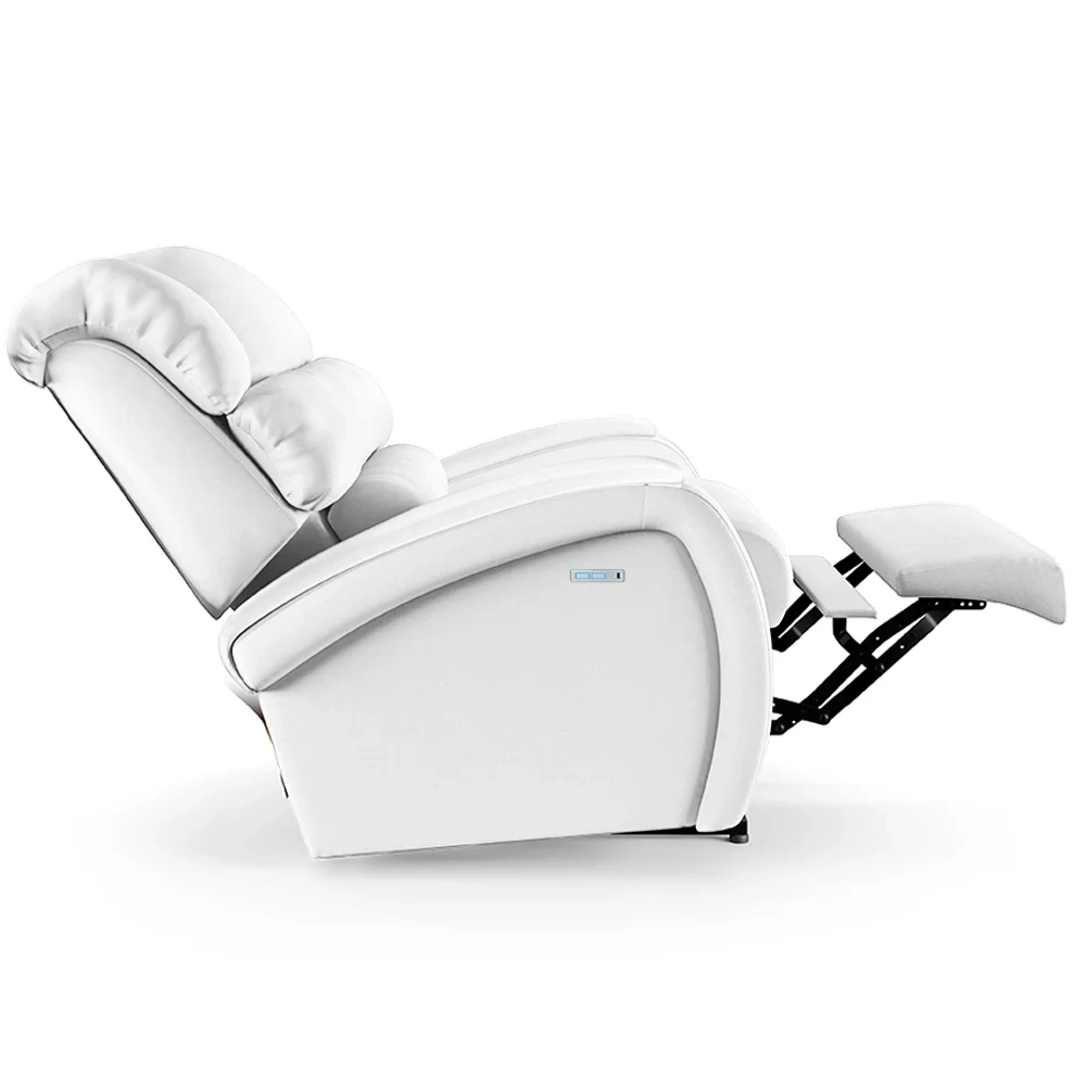 Poltrona do Papai Reclinável Kalie Elétrica Botão LED Massagem FH9 PU Branco - Mpozenato