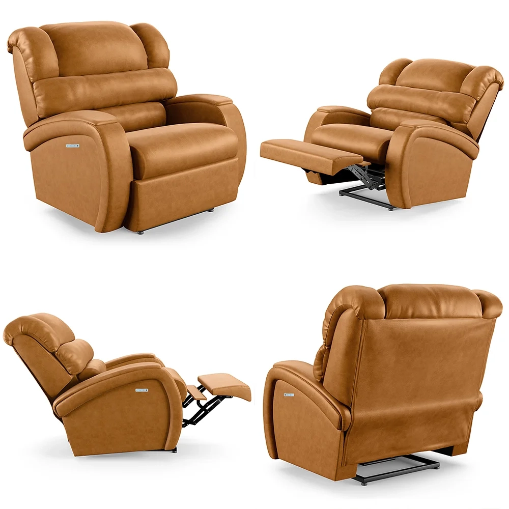 Poltrona do Papai Reclinável Kalie Elétrica Botão LED Massagem FH9 PU Whisky - Mpozenato