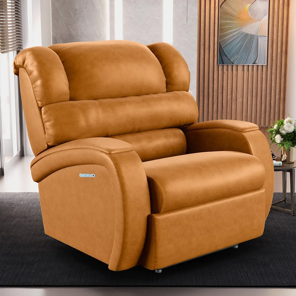 Poltrona do Papai Reclinável Kalie Elétrica Botão LED Massagem FH9 PU Whisky - Mpozenato