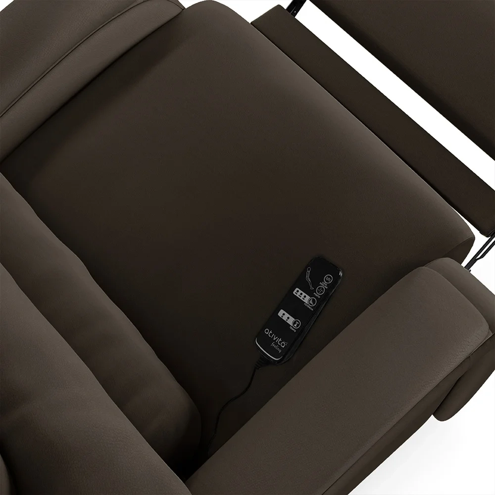Poltrona do Papai Reclinável Kalie Elétrica Botão LED Massagem FH9 PU Marrom - Mpozenato