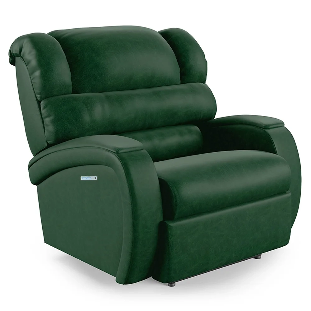 Poltrona do Papai Reclinável Kalie Elétrica Botão LED Massagem FH9 PU Verde Musgo - Mpozenato