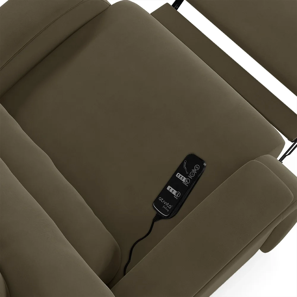 Poltrona do Papai Reclinável Kalie Elétrica Botão LED Massagem FH9 Veludo Capuccino - Mpozenato