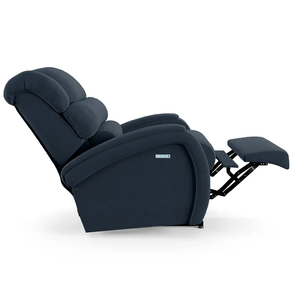 Poltrona do Papai Reclinável Kalie Elétrica Botão LED Massagem FH9 Veludo Azul - Mpozenato