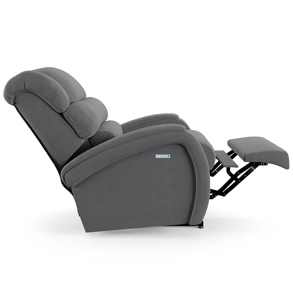 Poltrona do Papai Reclinável Kalie Elétrica Botão LED Massagem FH9 Veludo Cinza - Mpozenato