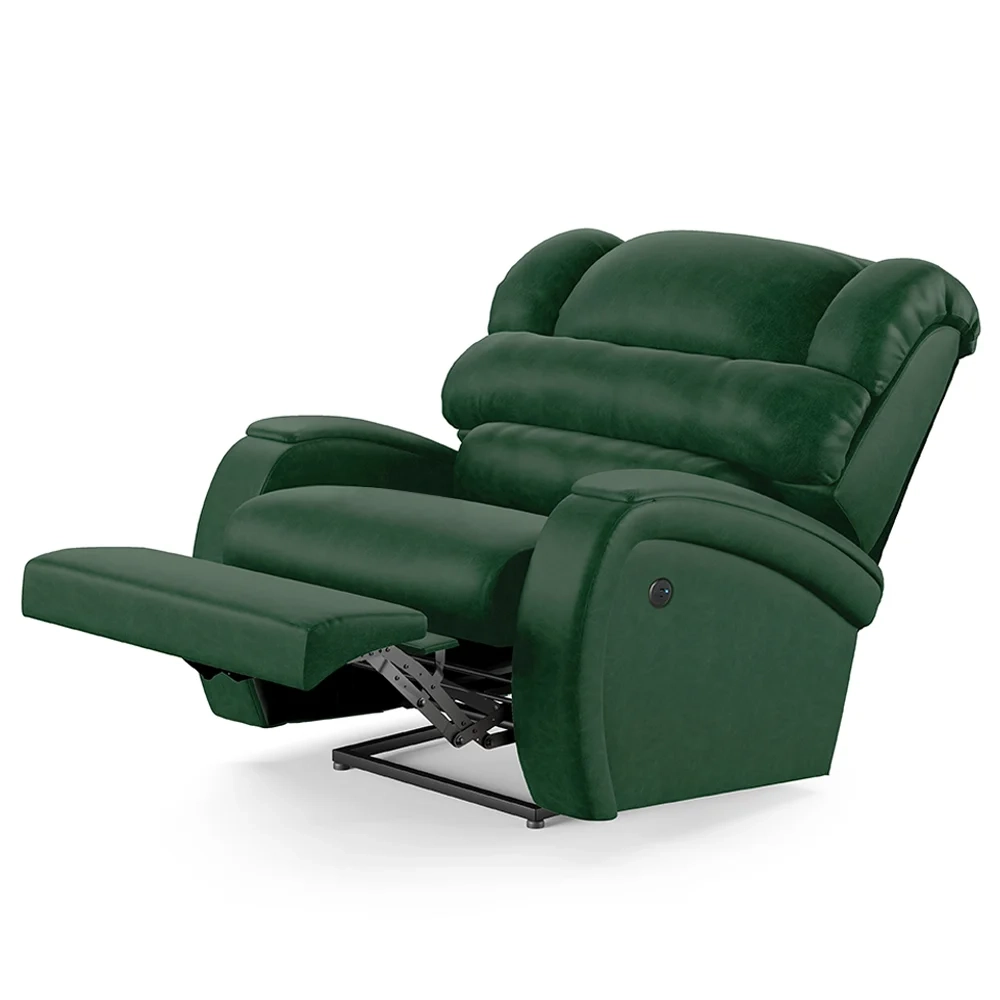 Poltrona do Papai Reclinável Kalie Power Touch USB FH9 PU Verde Musgo - Mpozenato