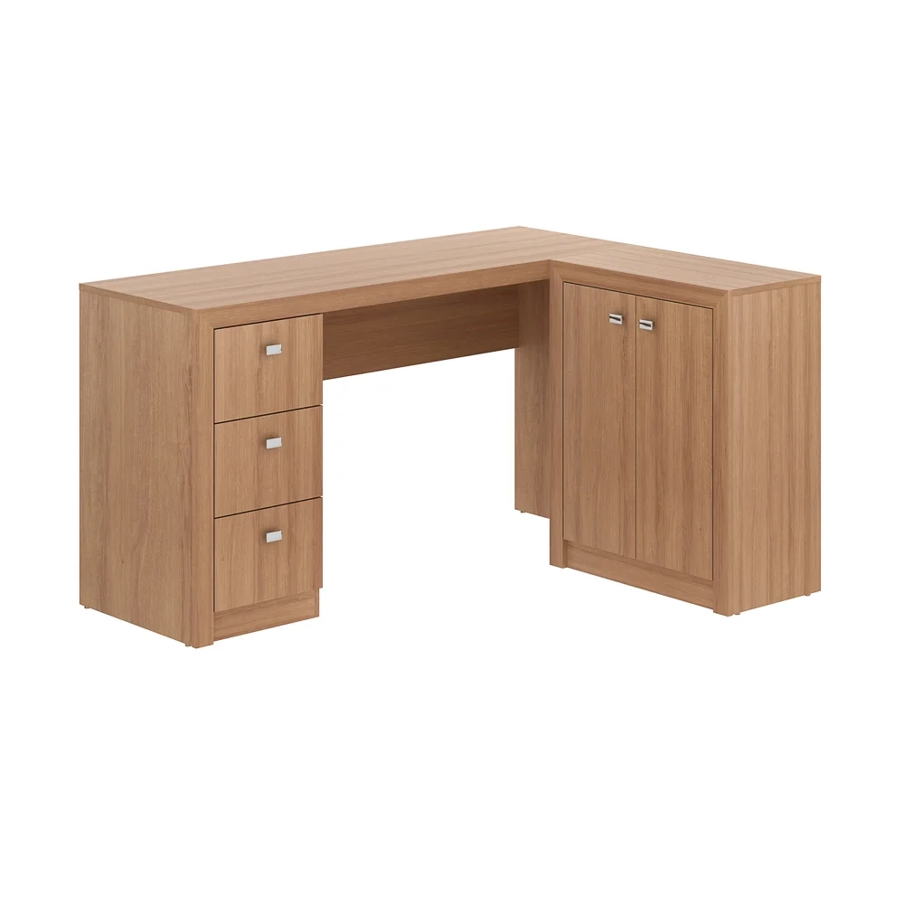 Mesa Para Escritório 2 Portas 3 Gavetas ME4100 Amêndoa - Tecno Mobili