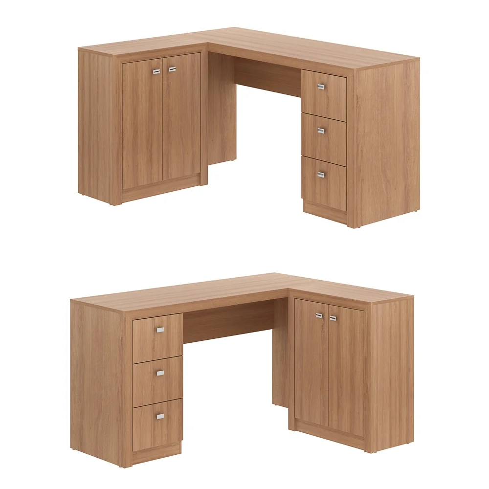 Mesa Para Escritório 2 Portas 3 Gavetas ME4100 Amêndoa - Tecno Mobili