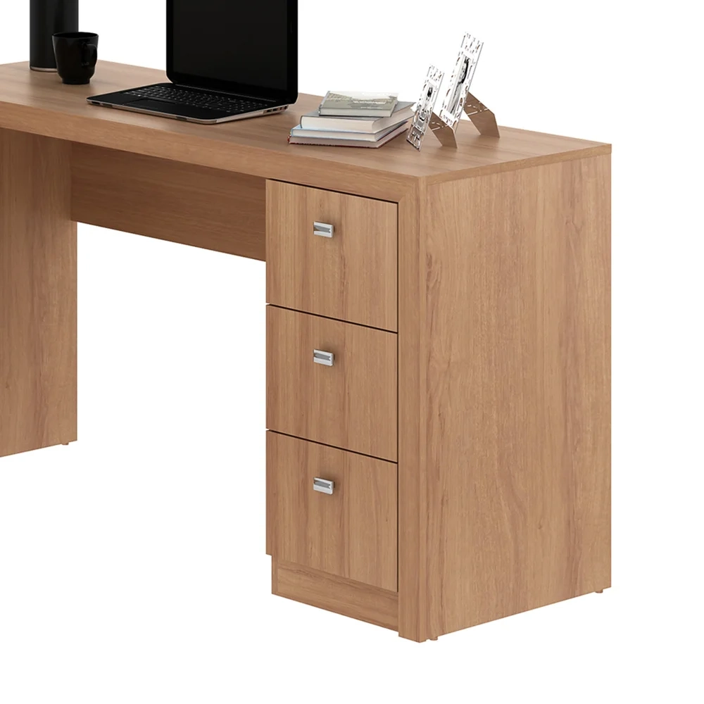 Mesa Para Escritório 2 Portas 3 Gavetas ME4100 Amêndoa - Tecno Mobili