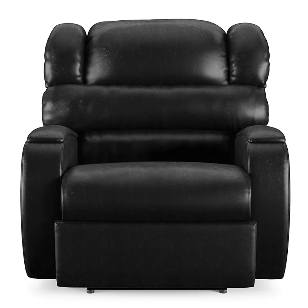 Poltrona do Papai Reclinável Kalie Elétrica Botão LED Massagem FH9 PU Preto Brilho - Mpozenato