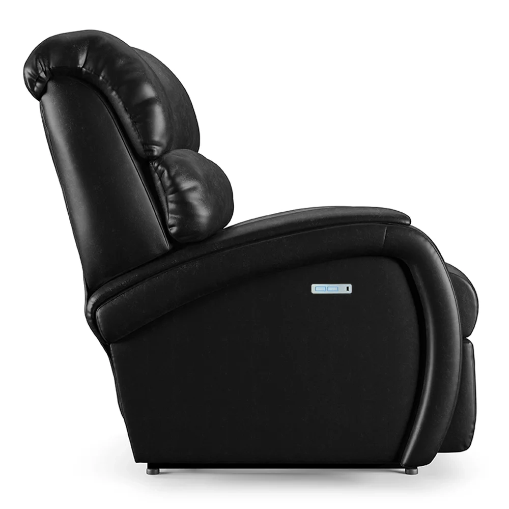 Poltrona do Papai Reclinável Kalie Elétrica Botão LED Massagem FH9 PU Preto Brilho - Mpozenato