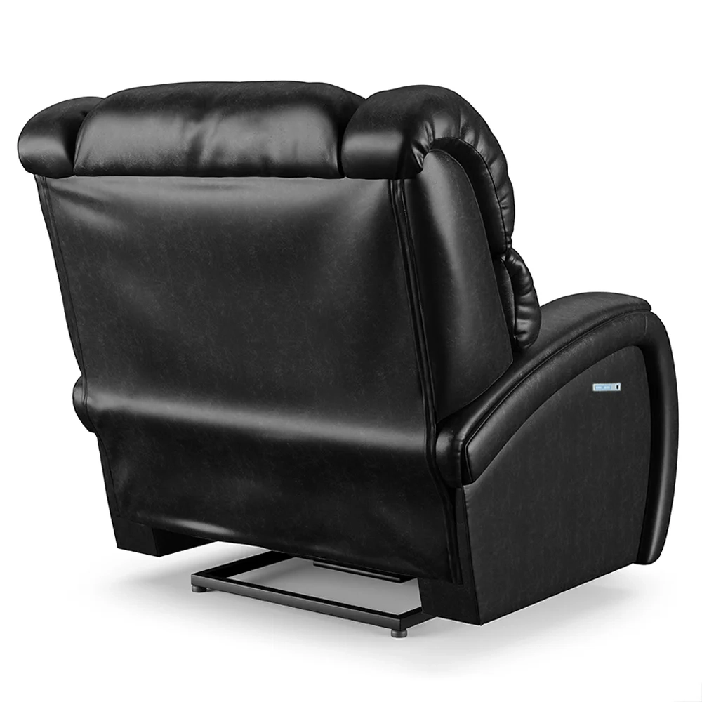 Poltrona do Papai Reclinável Kalie Elétrica Botão LED Massagem FH9 PU Preto Brilho - Mpozenato