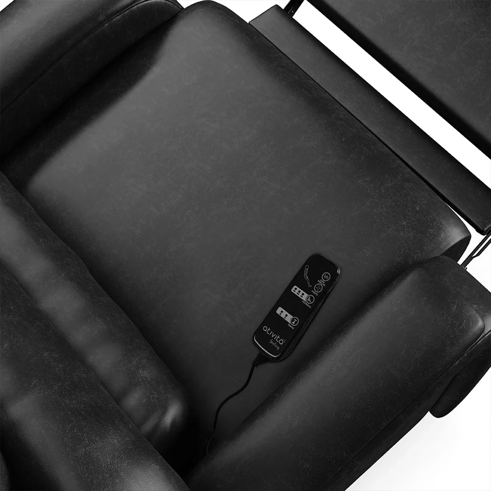 Poltrona do Papai Reclinável Kalie Elétrica Botão LED Massagem FH9 PU Preto Brilho - Mpozenato