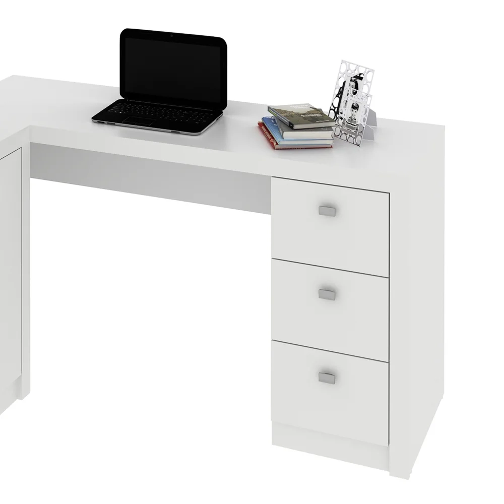 Mesa Para Escritório 2 Portas 3 Gavetas ME4100 Branco - Tecno Mobili