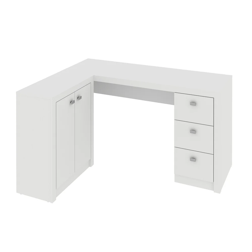 Mesa Para Escritório 2 Portas 3 Gavetas ME4100 Branco - Tecno Mobili