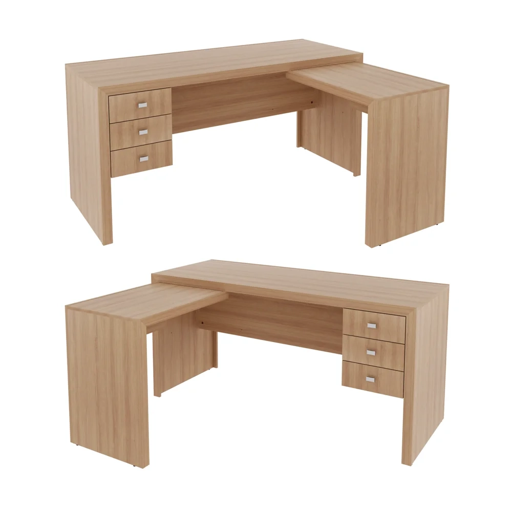 Mesa para Home Office com 03 Gavetas Amêndoa - Tecno Mobili