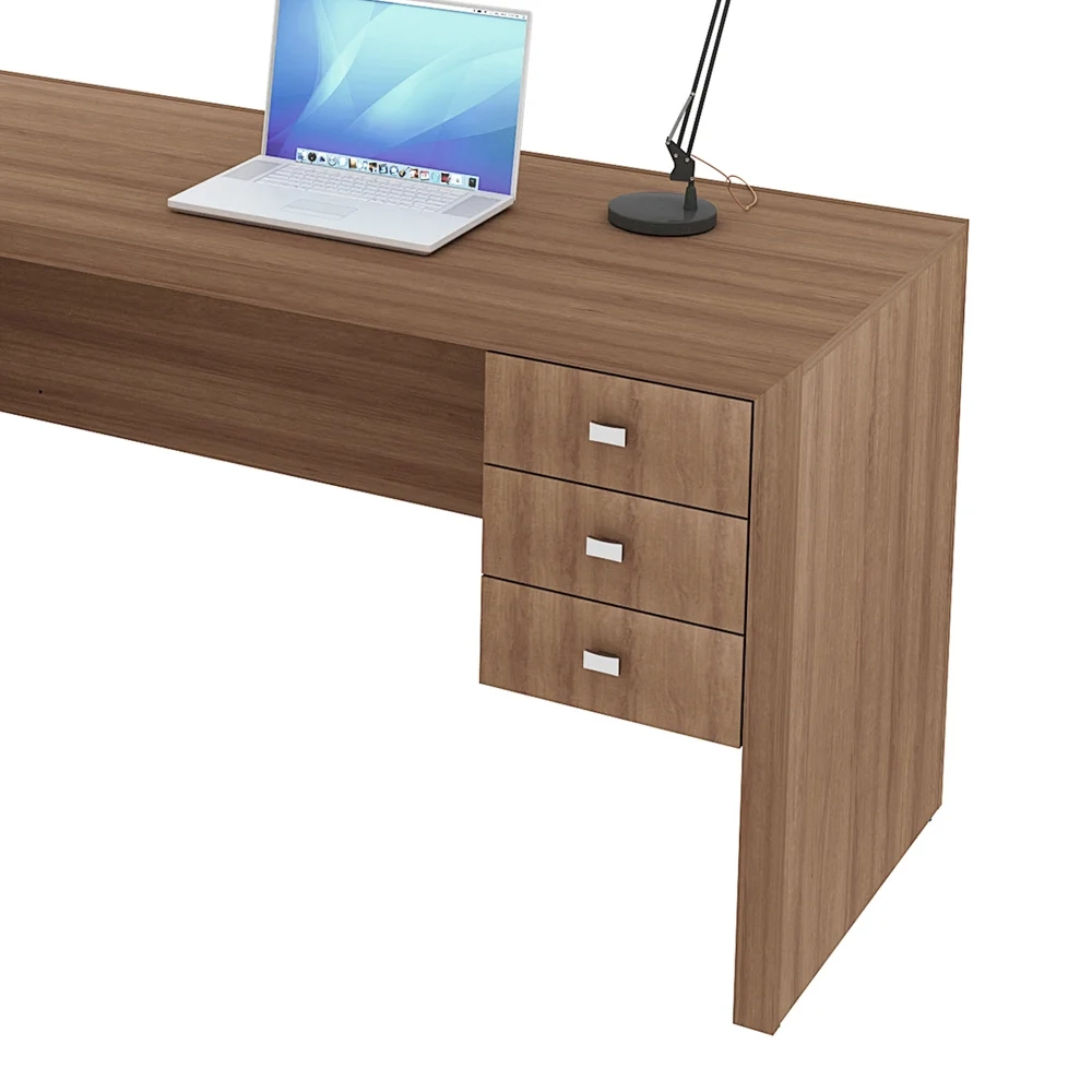 Mesa para Home Office com 03 Gavetas Amêndoa - Tecno Mobili