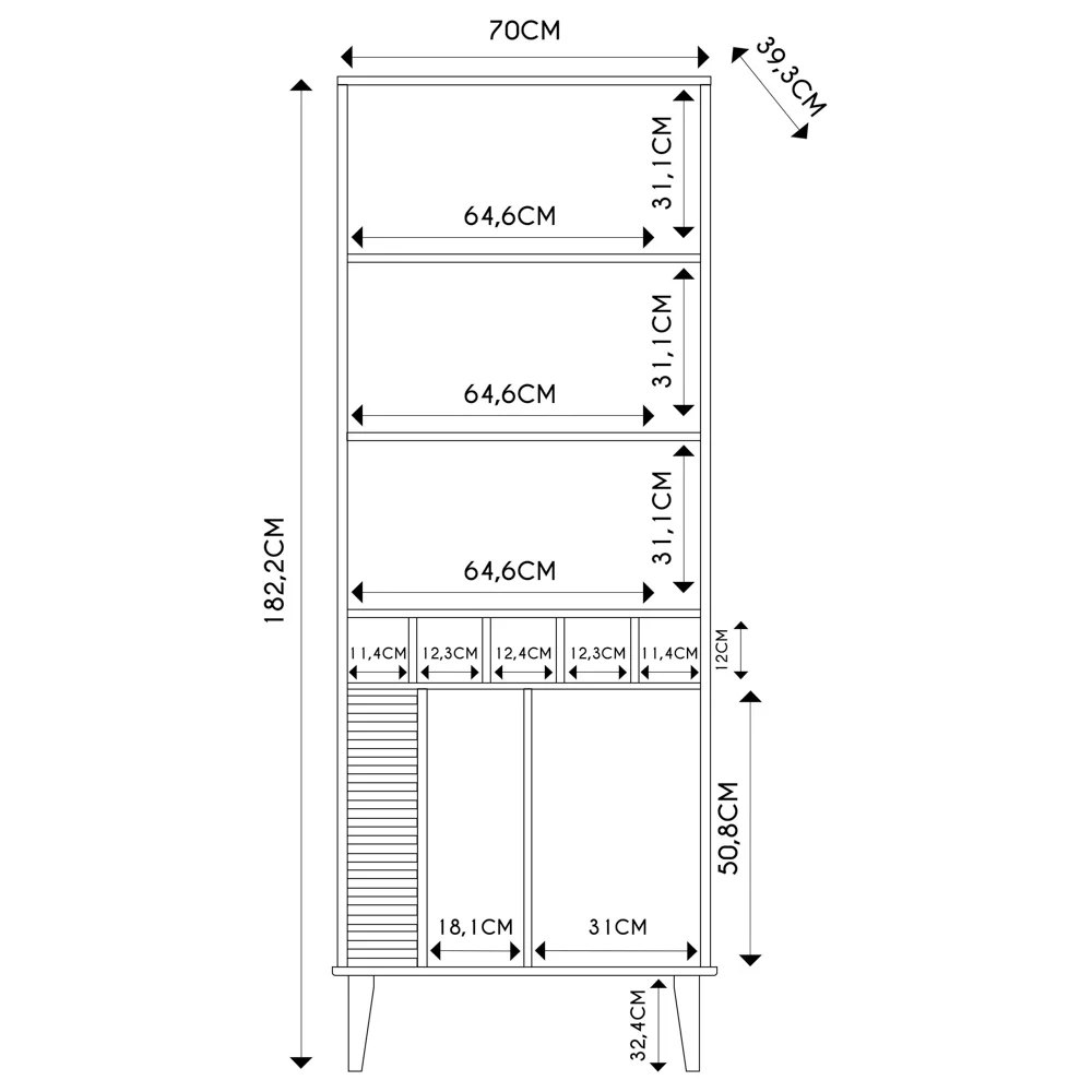 Cristaleira 4 Portas com Adega Madrid C05 Off White Matte/Freijó - Mpozenato