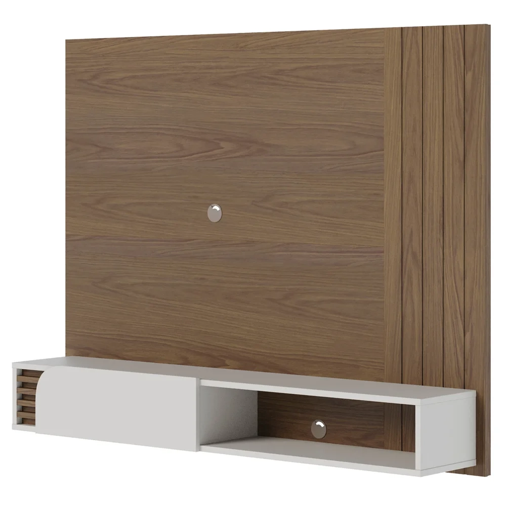 Painel para TV 55 Pol com Bancada Madrid C05 Amêndoa/Off White Matte - Mpozenato