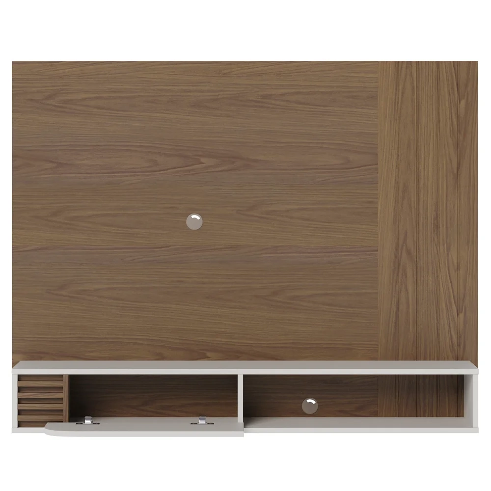 Painel para TV 55 Pol com Bancada Madrid C05 Amêndoa/Off White Matte - Mpozenato