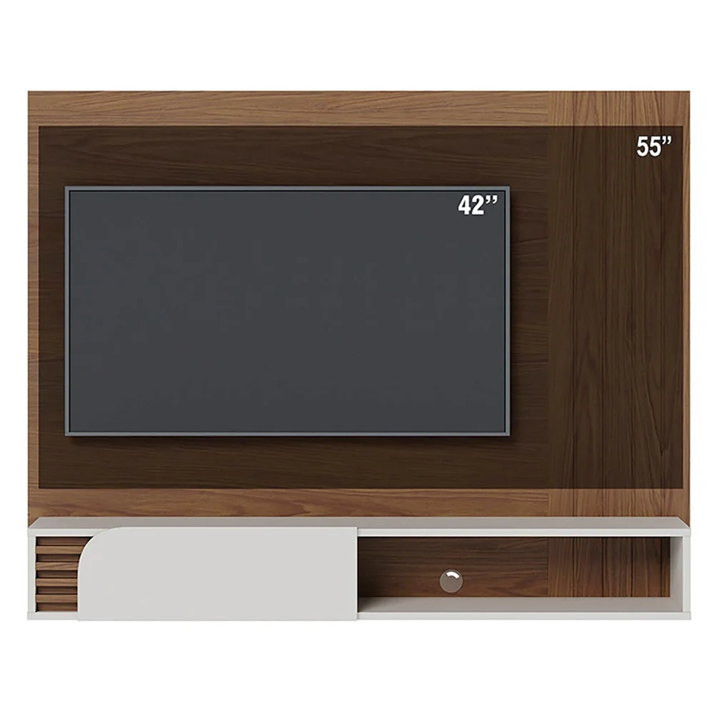 Painel para TV 55 Pol com Bancada Madrid C05 Amêndoa/Off White Matte - Mpozenato