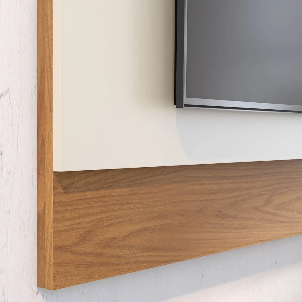 Painel para TV Suspenso 75 Pol 200cm Chile C05 Off White Matte/Freijó - Mpozenato