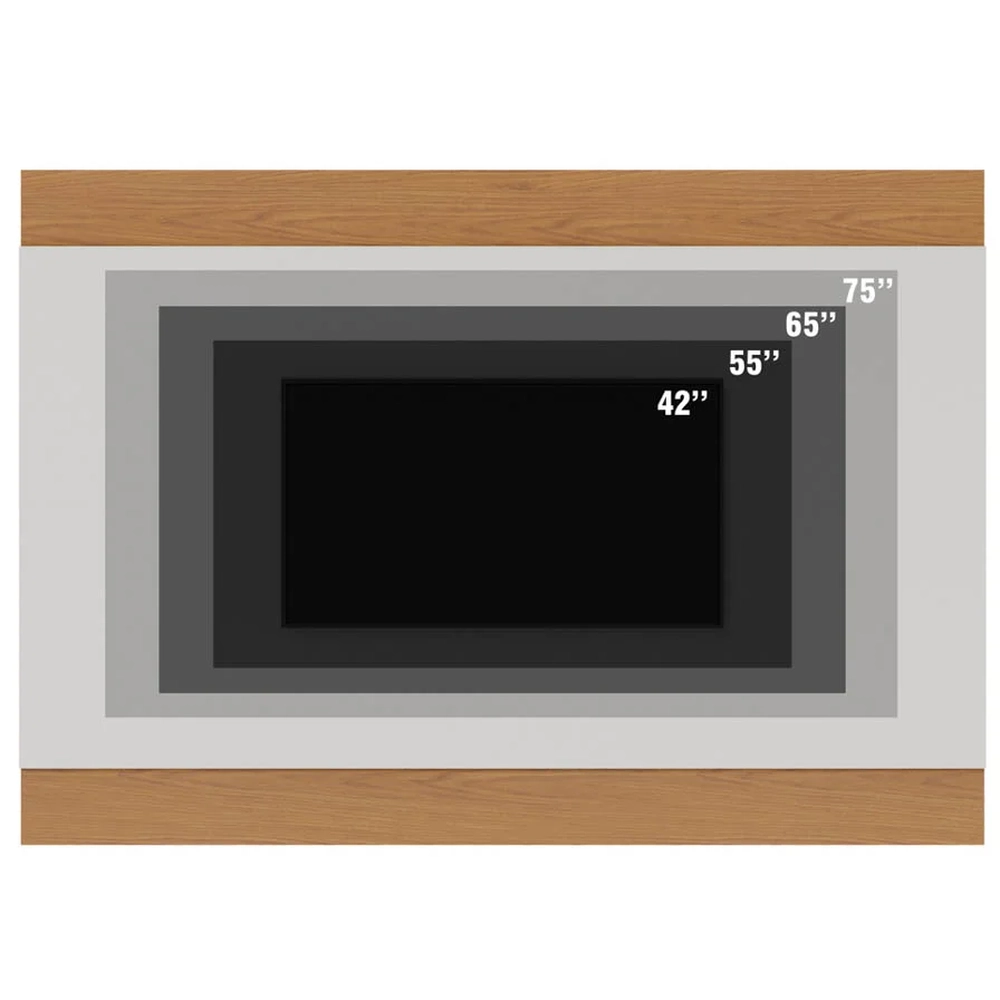 Painel para TV Suspenso 75 Pol 200cm Chile C05 Off White Matte/Freijó - Mpozenato