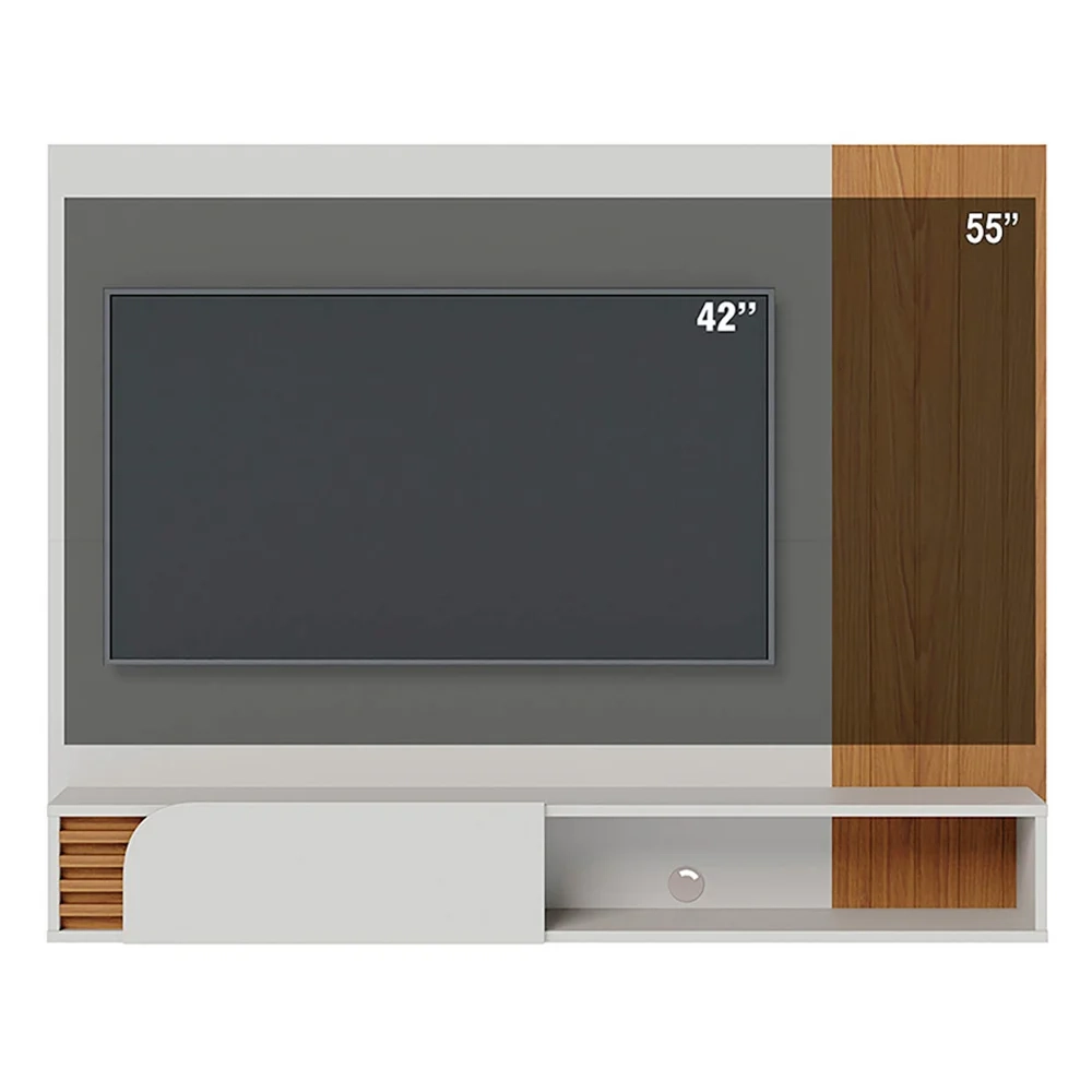 Painel para TV 55 Pol com Bancada Madrid C05 Off White Matte/Freijó - Mpozenato
