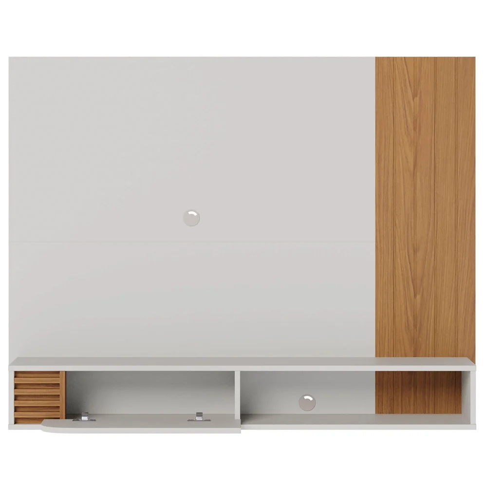 Painel para TV 55 Pol com Bancada Madrid C05 Off White Matte/Freijó - Mpozenato