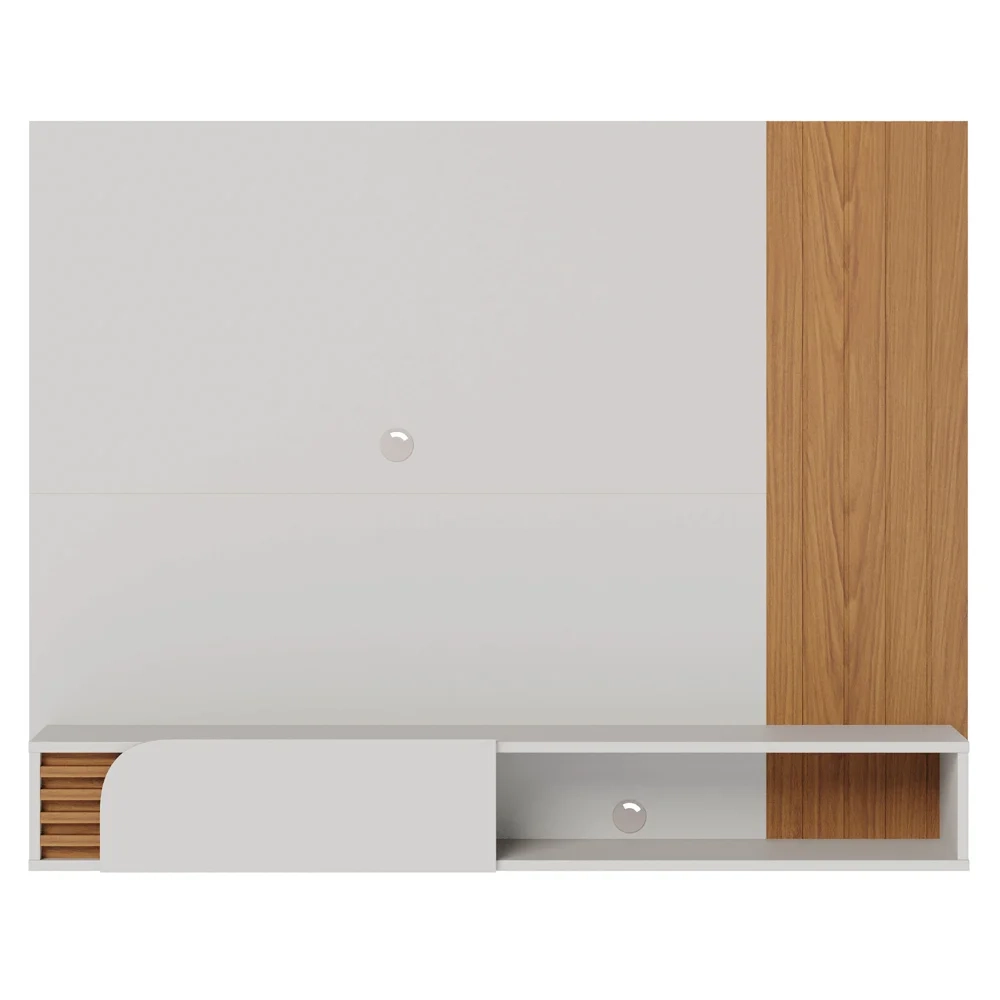 Painel para TV 55 Pol com Bancada Madrid C05 Off White Matte/Freijó - Mpozenato