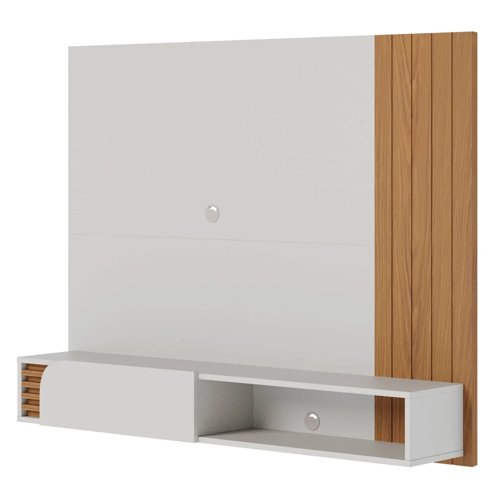Painel para TV 55 Pol com Bancada Madrid C05 Off White Matte/Freijó - Mpozenato