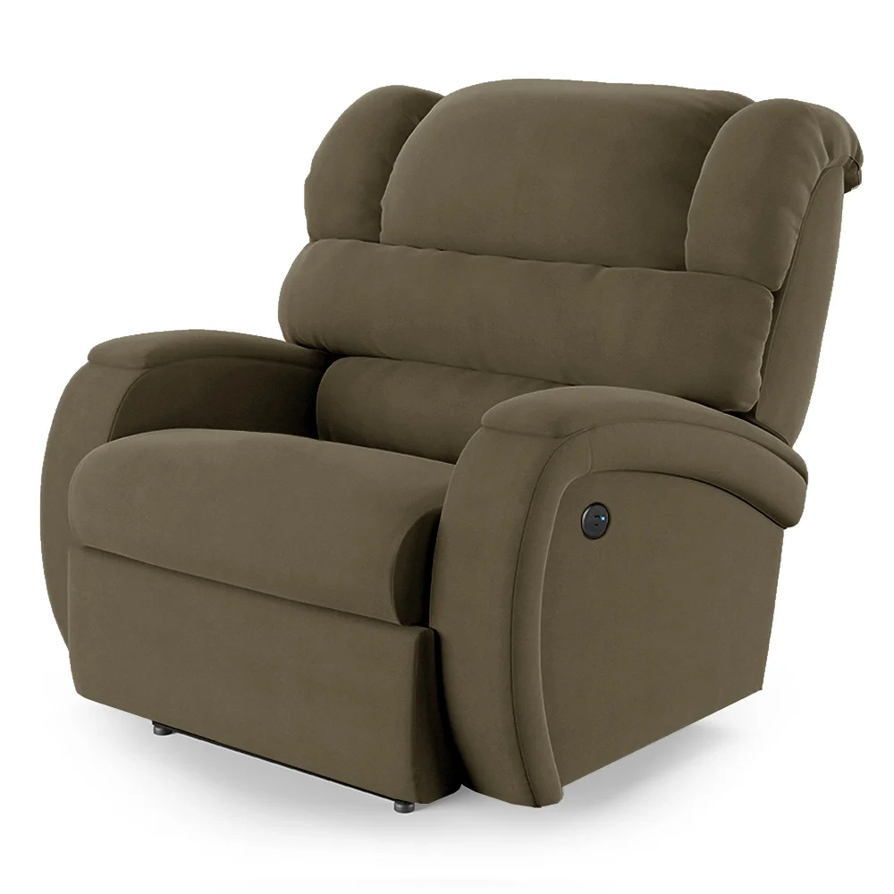 Poltrona do Papai Reclinável Kalie Power Touch USB FH9 Veludo Capuccino - Mpozenato