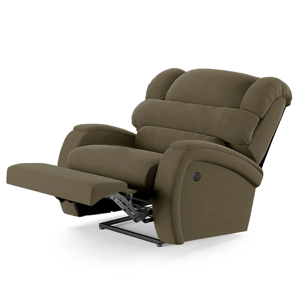 Poltrona do Papai Reclinável Kalie Power Touch USB FH9 Veludo Capuccino - Mpozenato