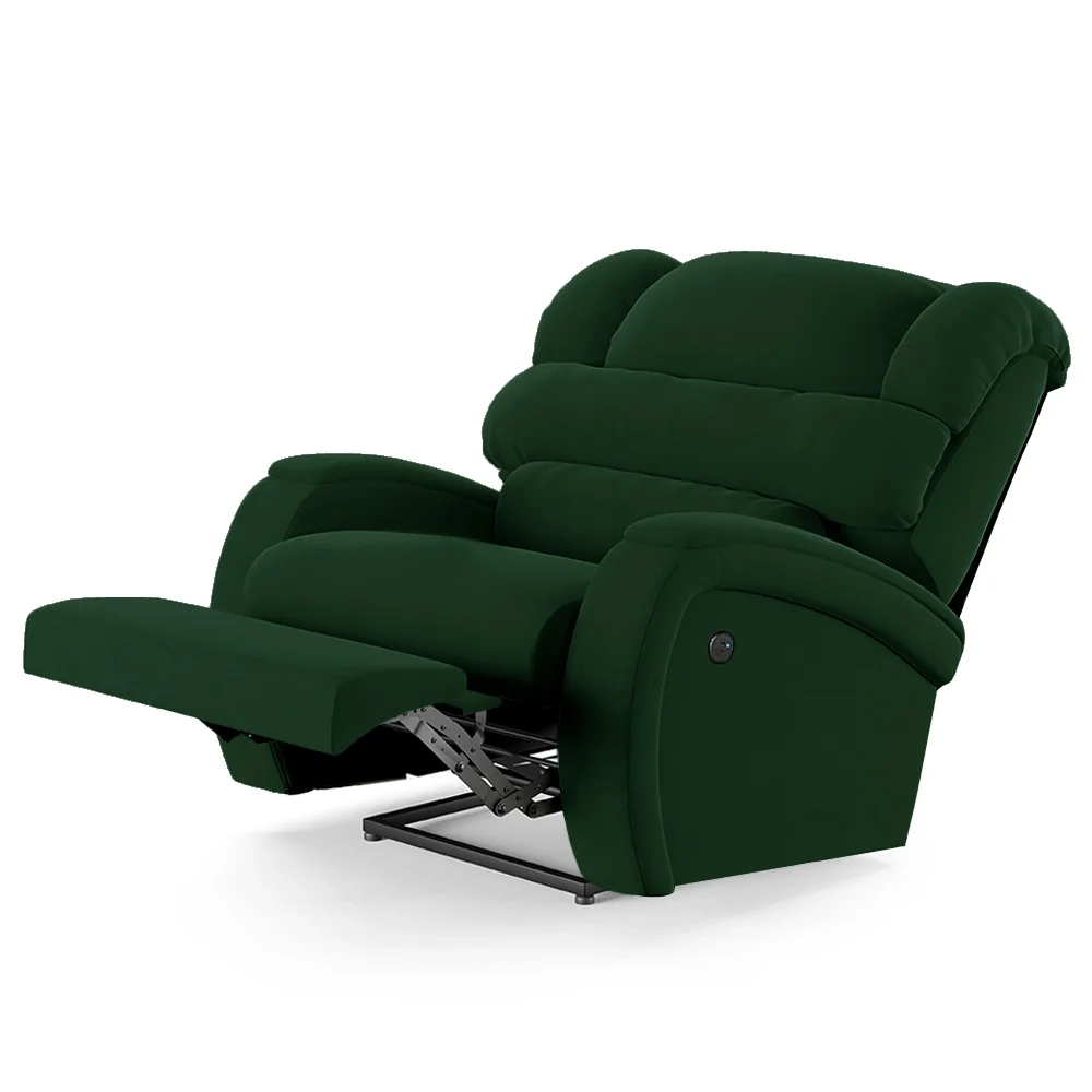 Poltrona do Papai Reclinável Kalie Power Touch USB FH9 Veludo Verde - Mpozenato