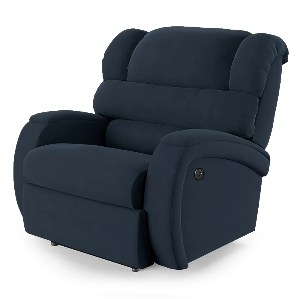 Poltrona do Papai Reclinável Kalie Power Touch USB FH9 Veludo Azul - Mpozenato