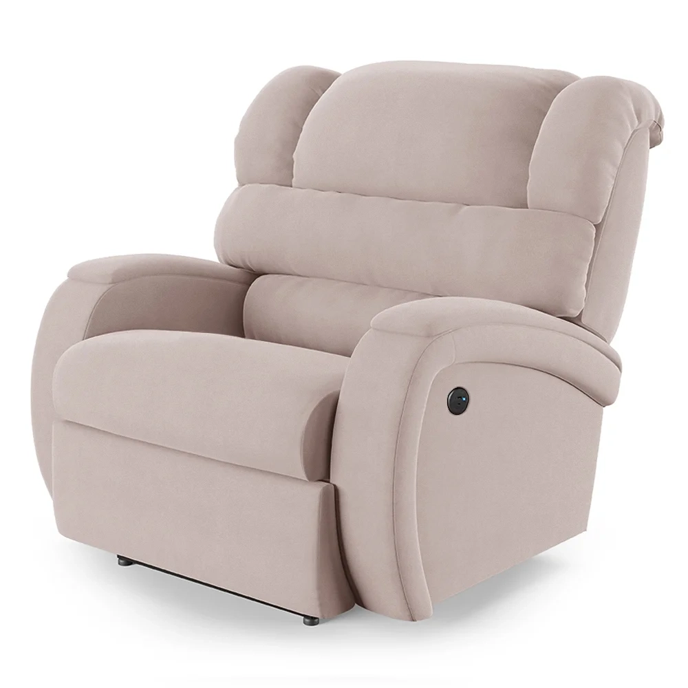 Poltrona do Papai Reclinável Kalie Power Touch USB FH9 Veludo Rosê - Mpozenato