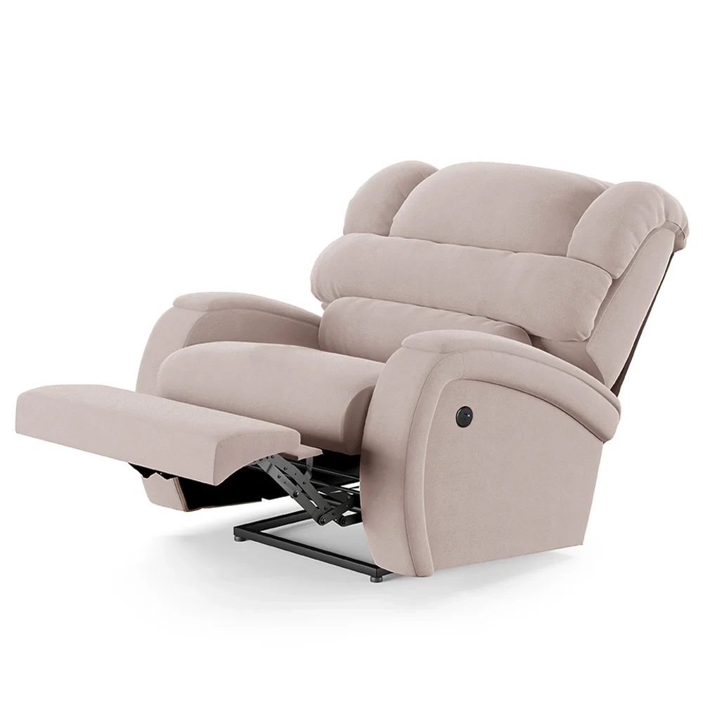 Poltrona do Papai Reclinável Kalie Power Touch USB FH9 Veludo Rosê - Mpozenato