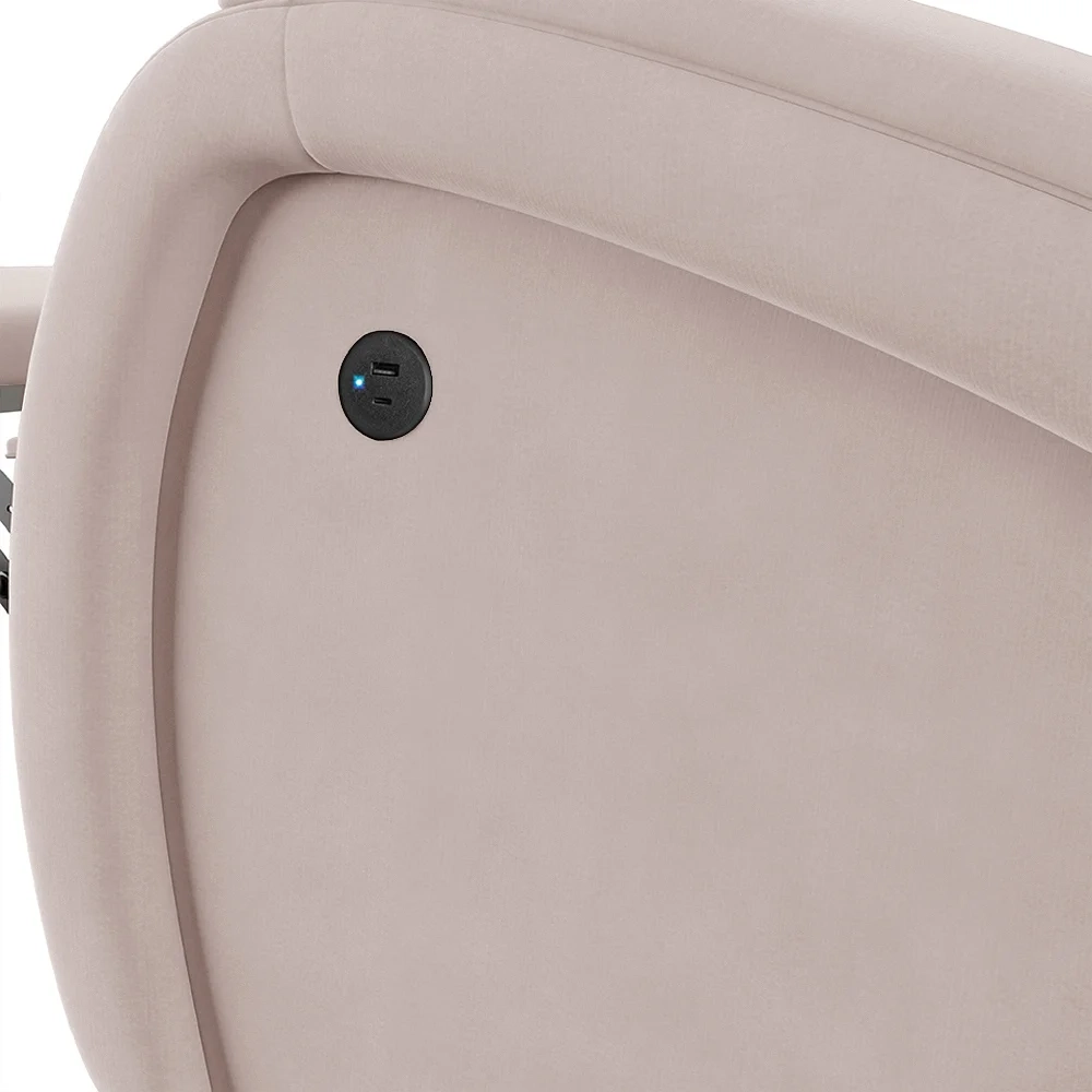 Poltrona do Papai Reclinável Kalie Power Touch USB FH9 Veludo Rosê - Mpozenato