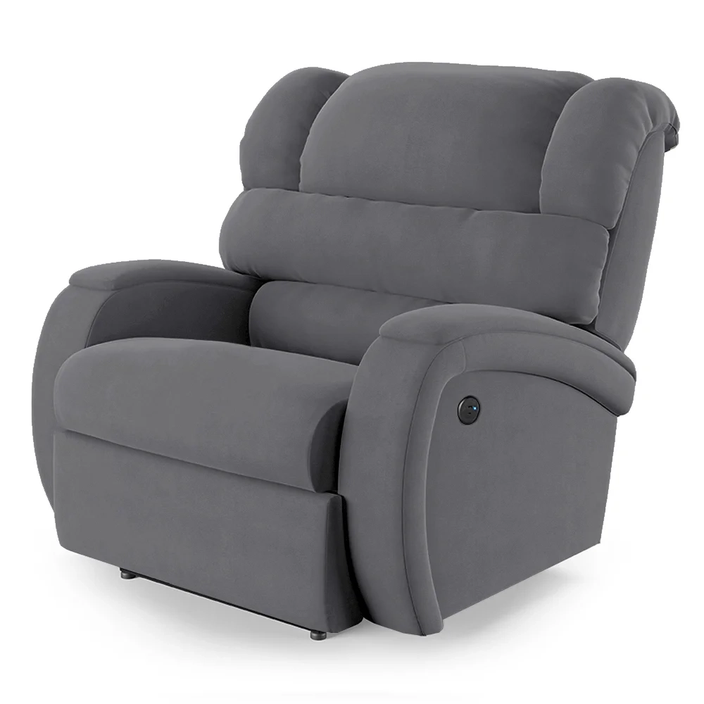 Poltrona do Papai Reclinável Kalie Power Touch USB FH9 Veludo Cinza - Mpozenato