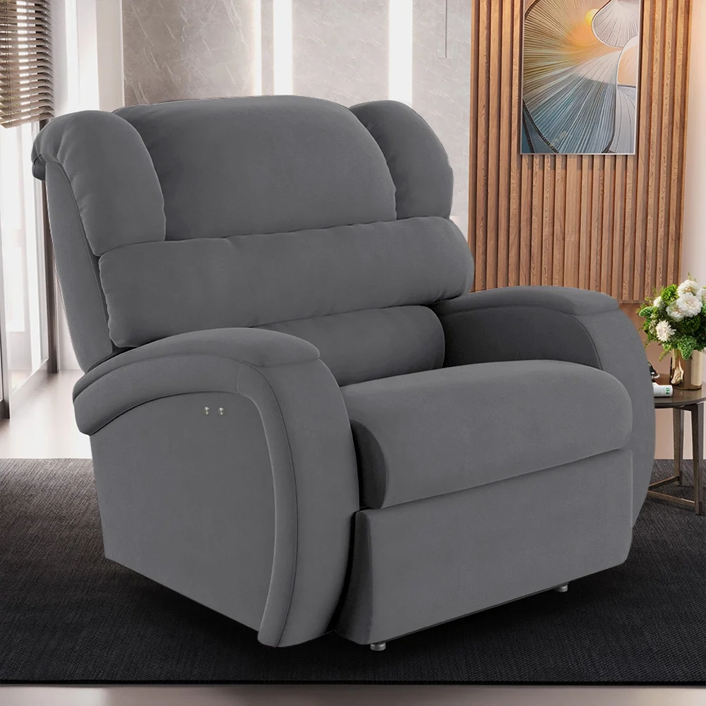 Poltrona do Papai Reclinável Kalie Power Touch USB FH9 Veludo Cinza - Mpozenato