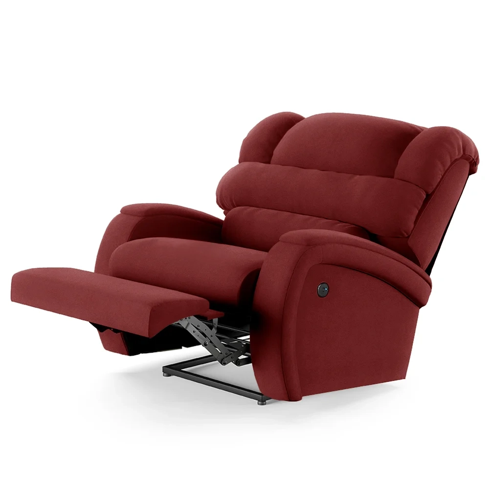 Poltrona do Papai Reclinável Kalie Power Touch USB FH9 Veludo Vermelho - Mpozenato